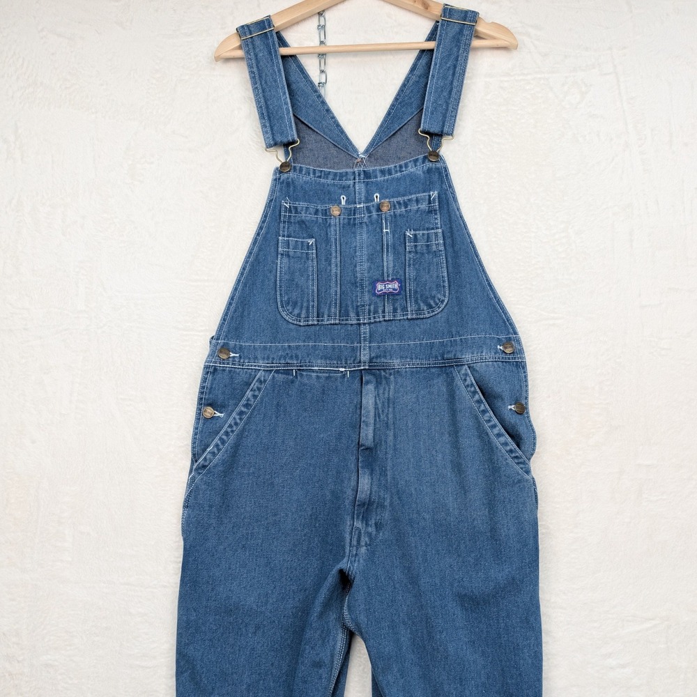 VTG Big Smith Overalls Men's 36x30 Blue Straight Carpenter Workwear Utility 90s